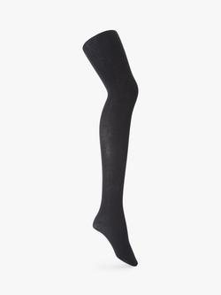 John Lewis 100 Denier Premium Cotton Rich Tights, Black, Grey