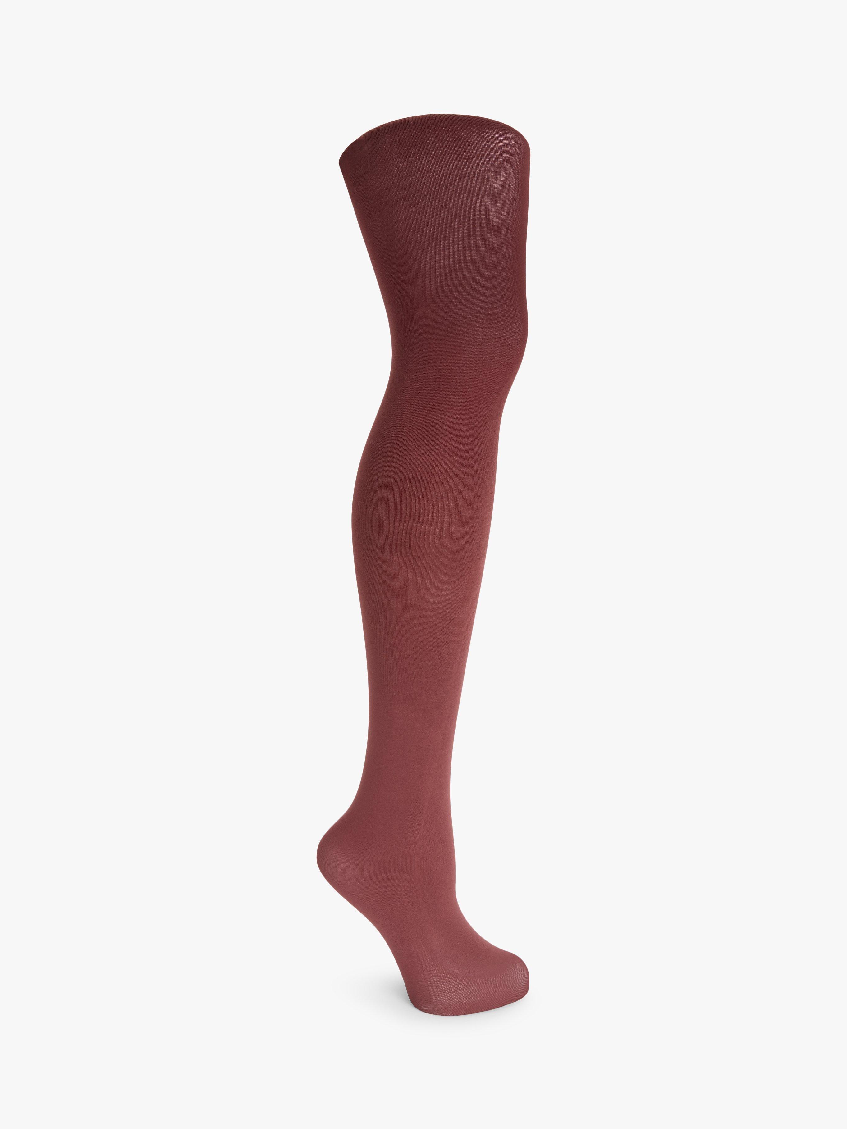 Product image 1 of 2, which shows John Lewis 60 Denier Velvet Touch Tights, Claret, S