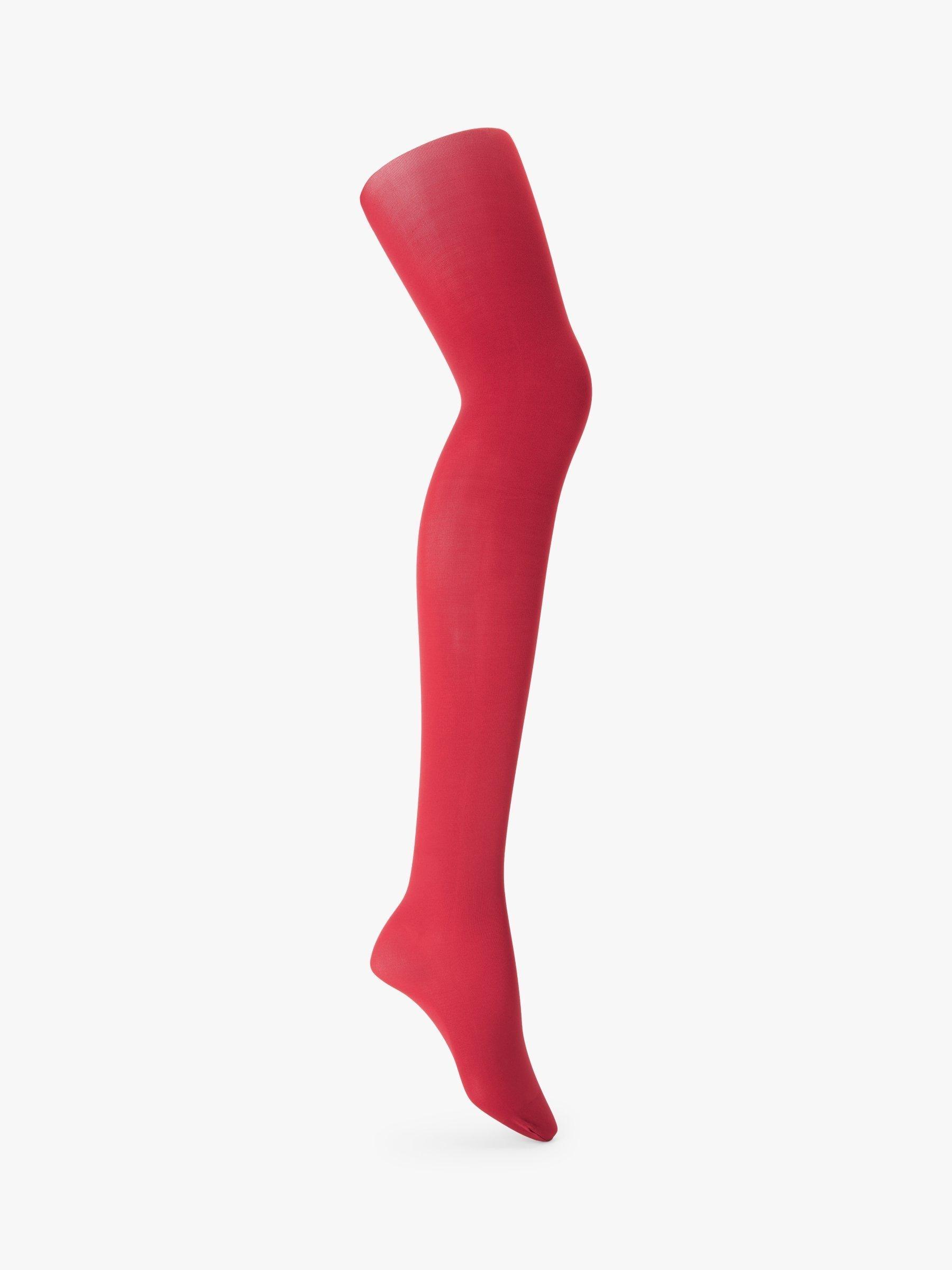 Product image 1 of 2, which shows John Lewis 60 Denier Velvet Touch Tights, Red, S