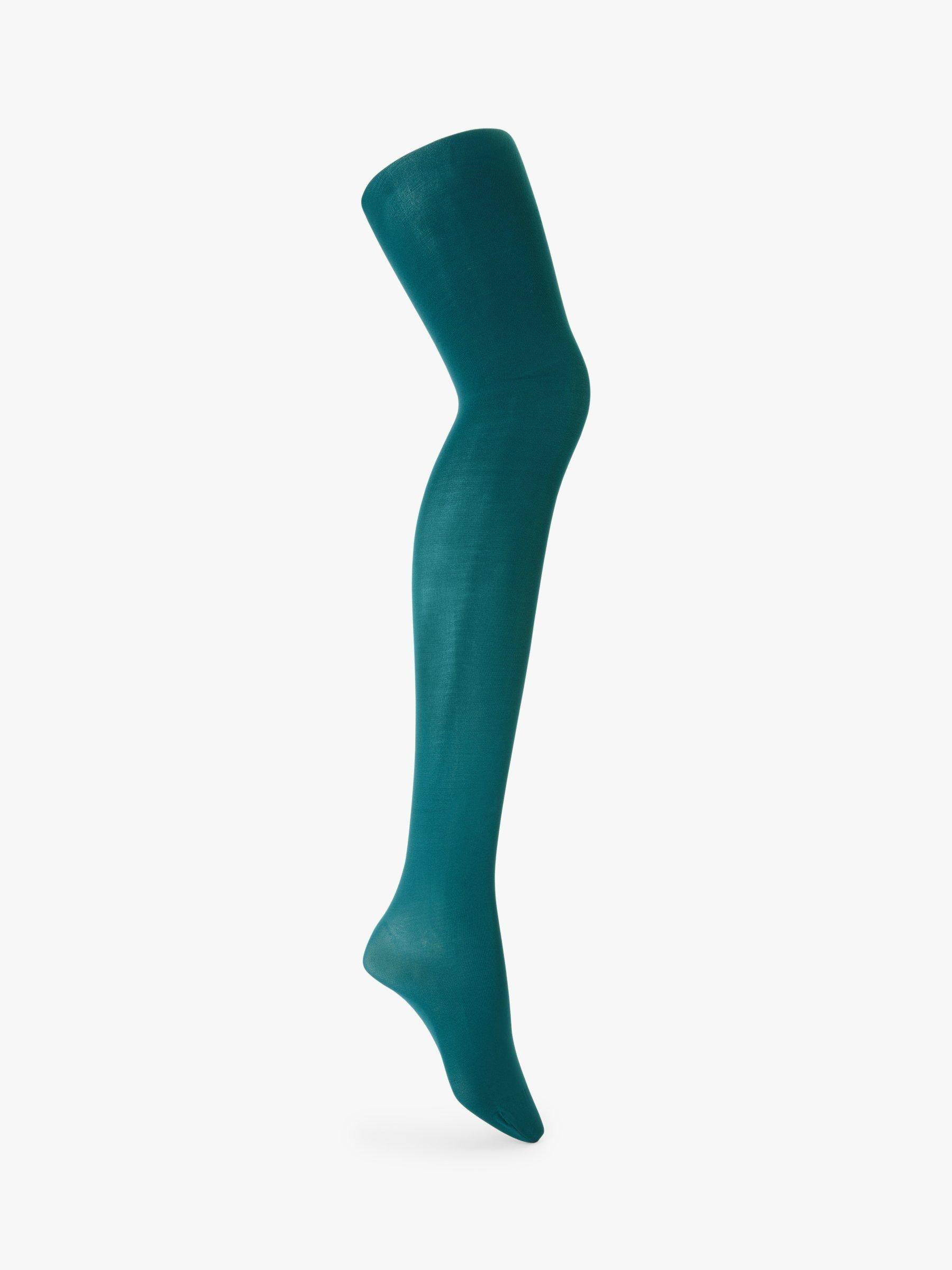 Product image 1 of 2, which shows John Lewis 60 Denier Velvet Touch Tights, Teal, S