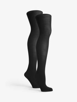 John Lewis ANYDAY 80 Denier Opaque Tights, Pack of 2, Black, Black