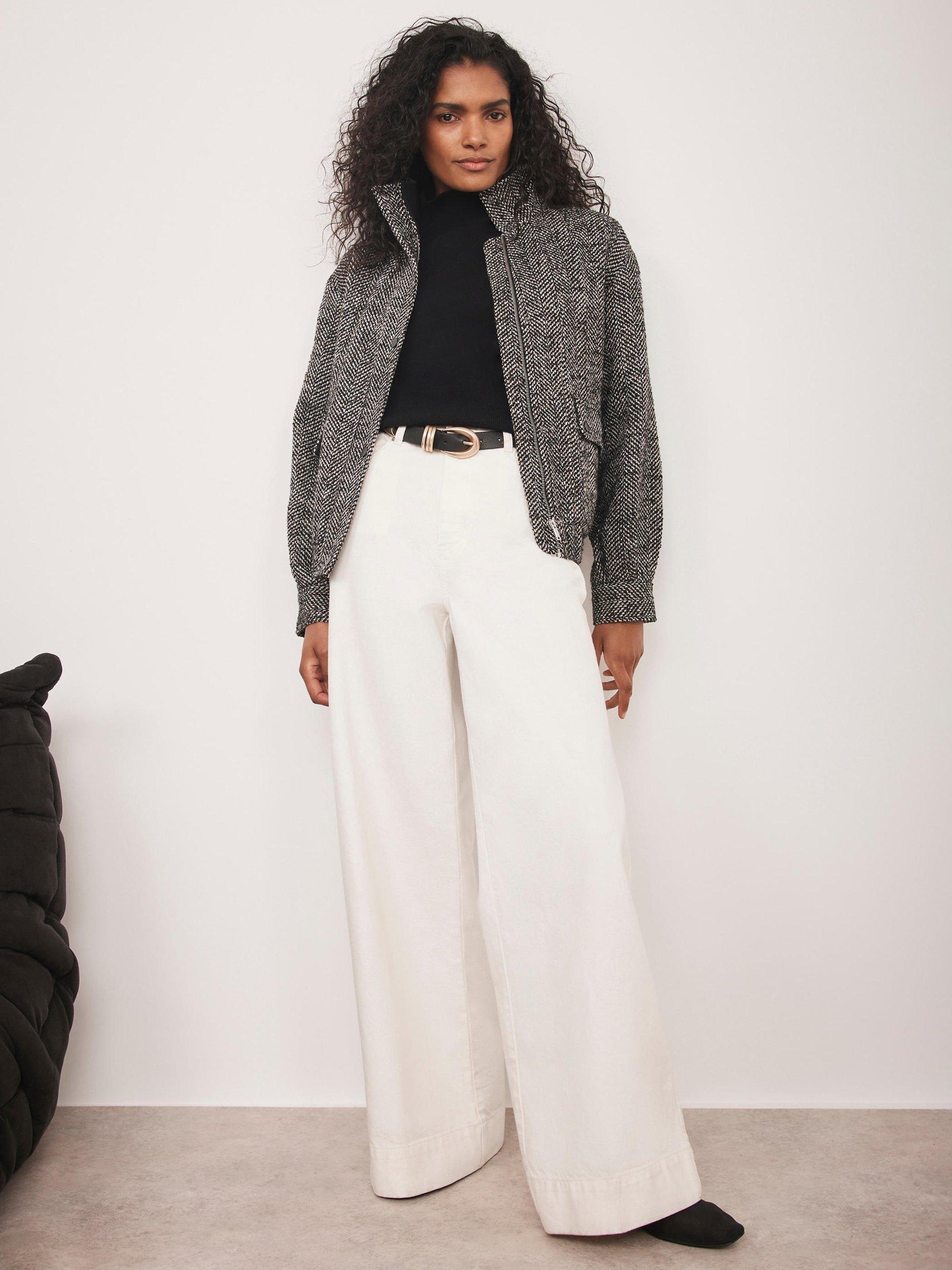 Product image 4 of 8, which shows Mint Velvet Textured High Neck Jacket, Black, M