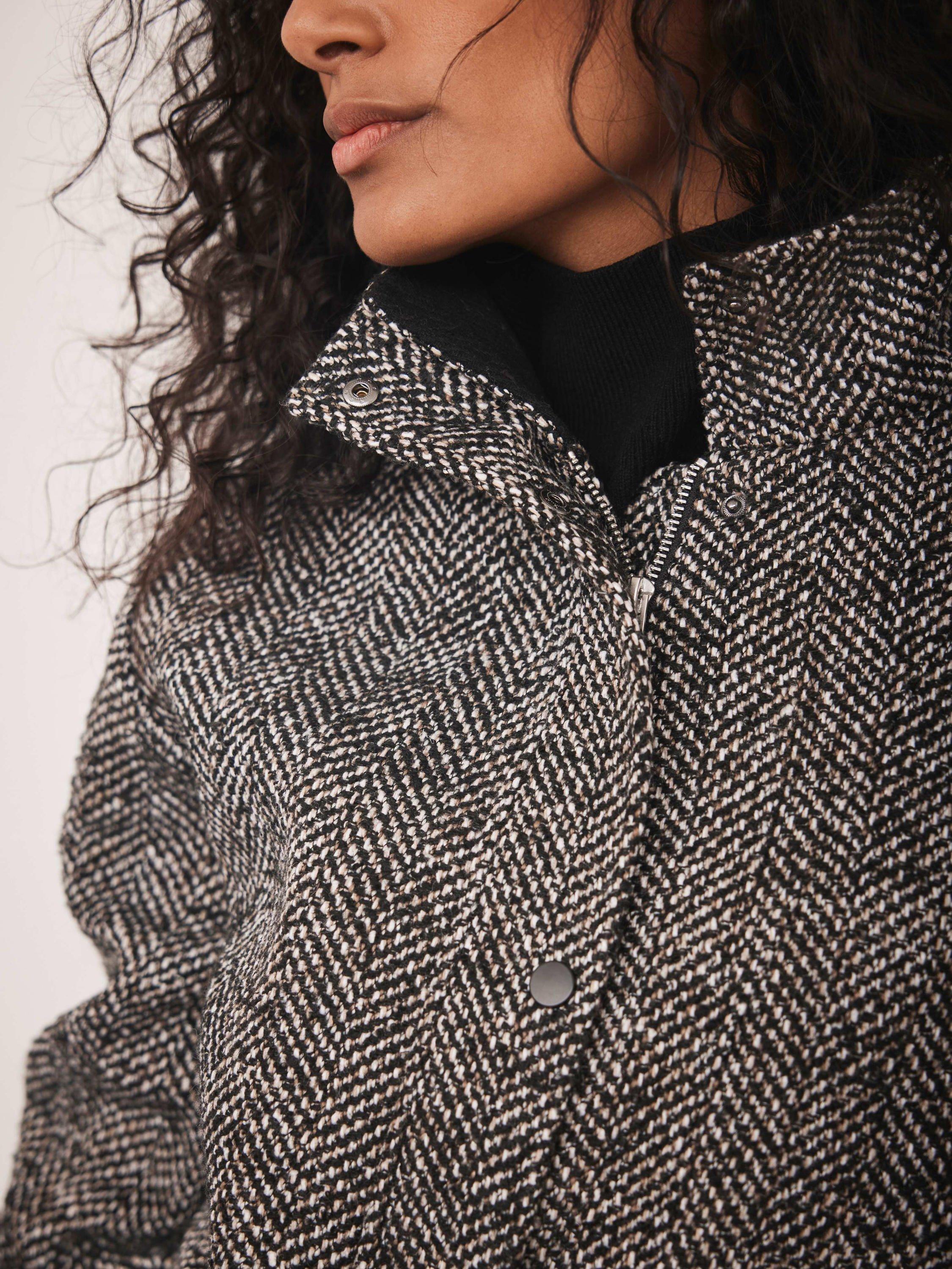 Product image 5 of 8, which shows Mint Velvet Textured High Neck Jacket, Black, M