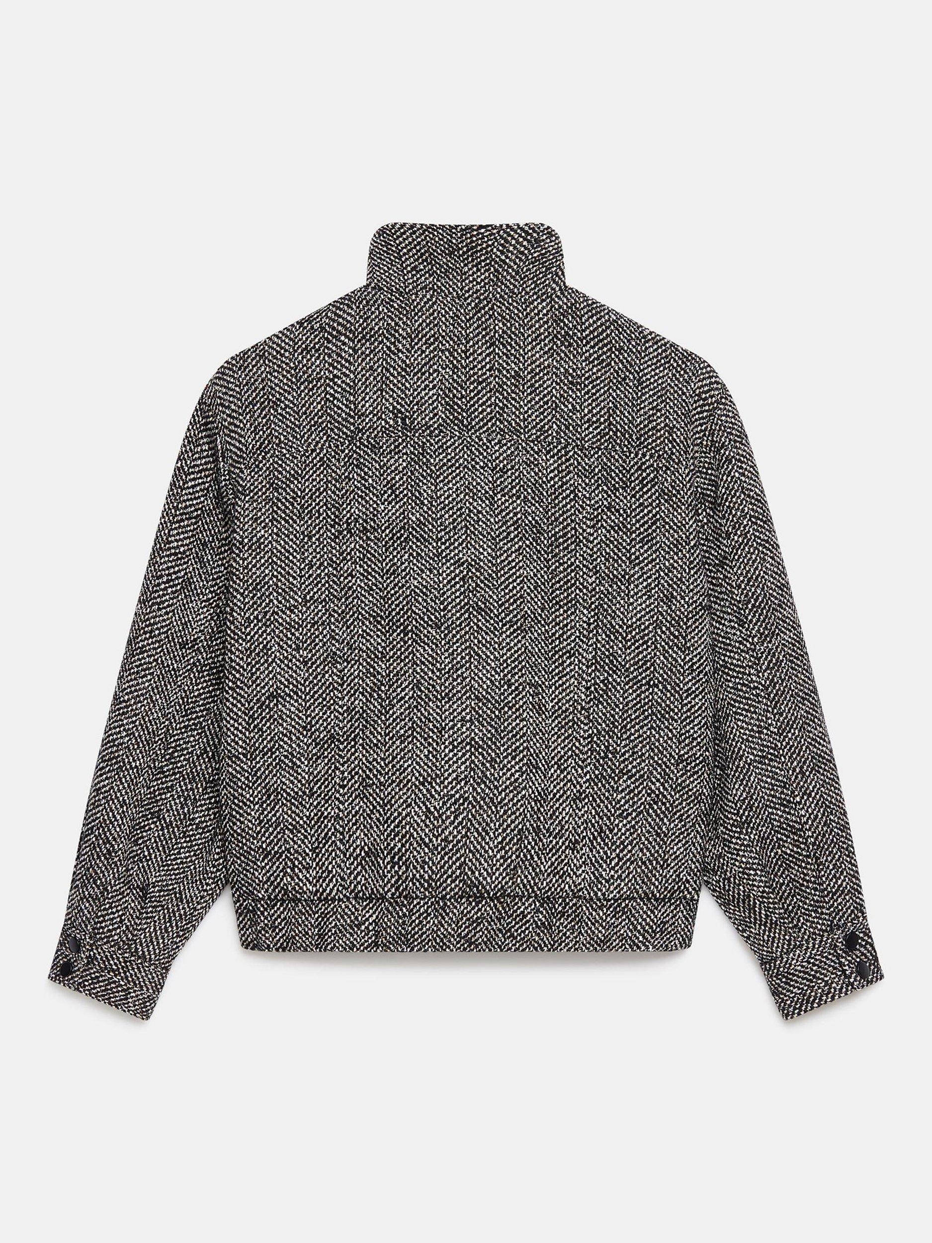 Product image 8 of 8, which shows Mint Velvet Textured High Neck Jacket, Black, M