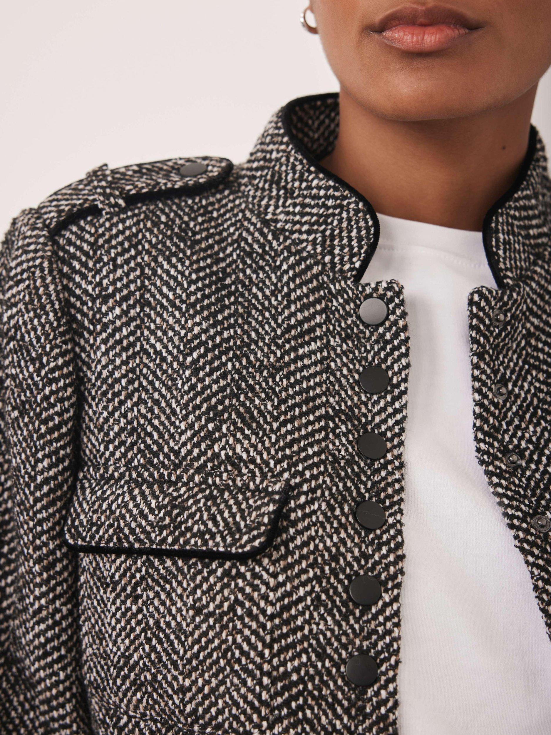 Product image 4 of 8, which shows Mint Velvet Textured Military Jacket, Black, L