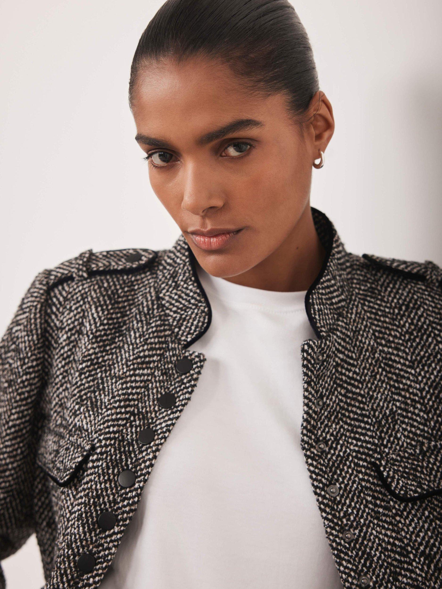 Product image 6 of 8, which shows Mint Velvet Textured Military Jacket, Black, L