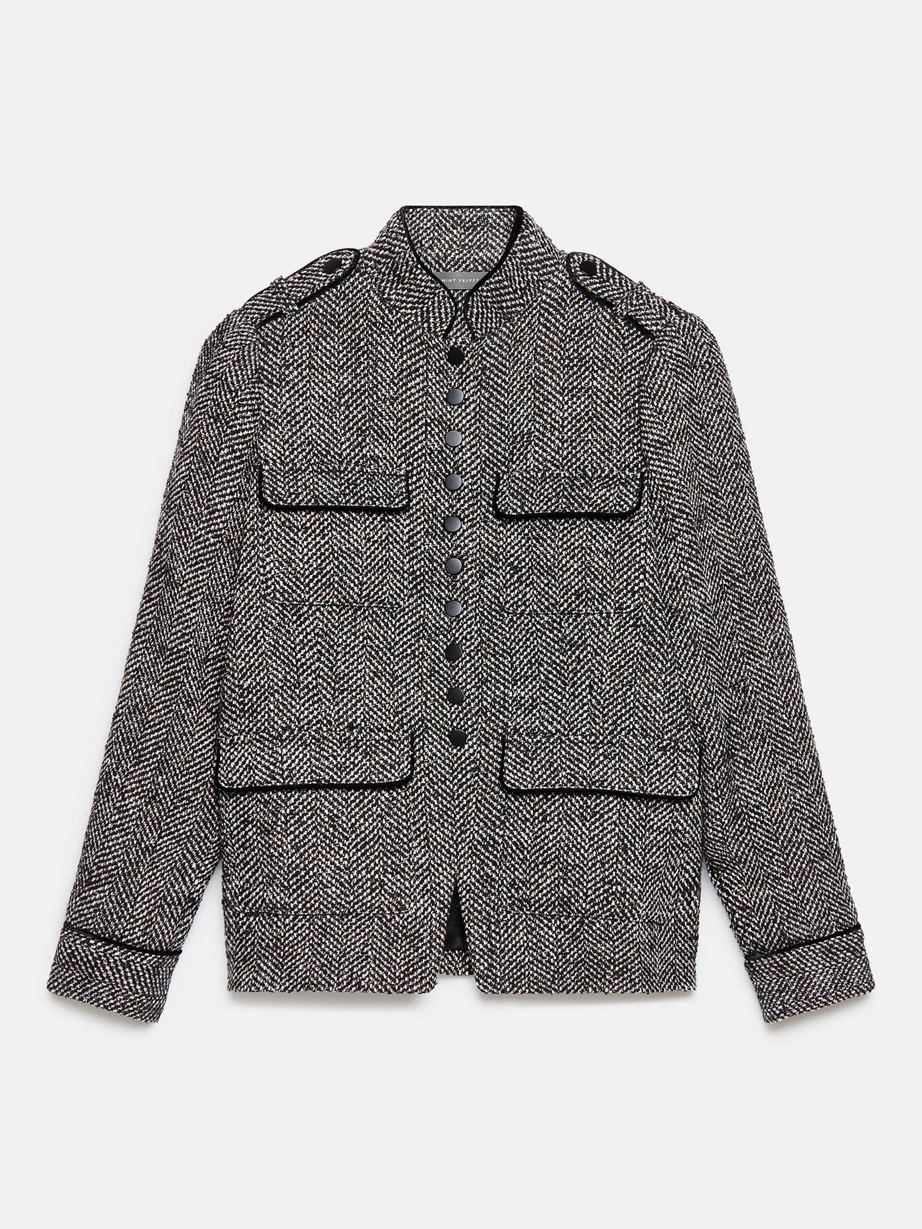 Product image 7 of 8, which shows Mint Velvet Textured Military Jacket, Black, L