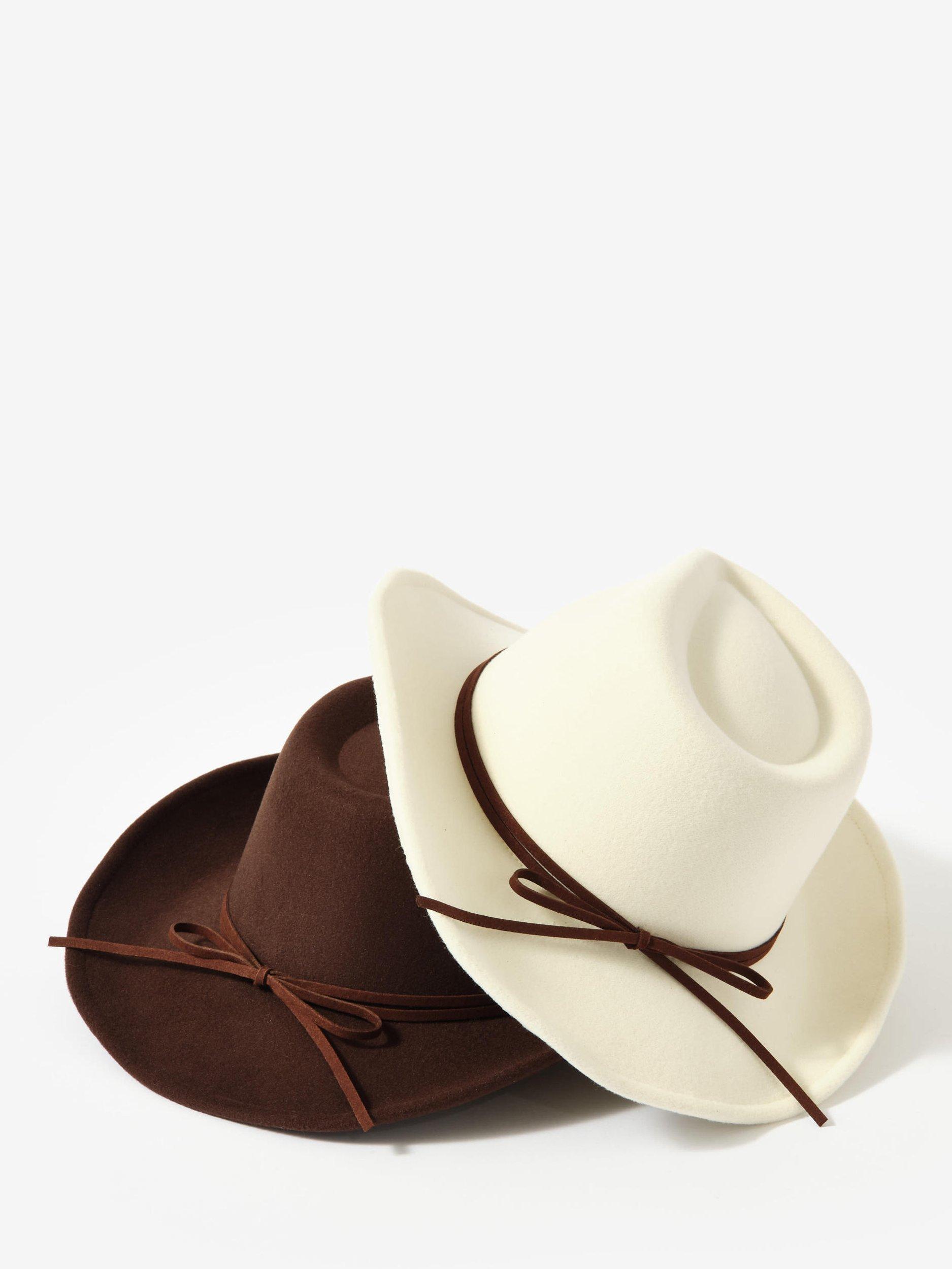 Product image 4 of 4, which shows Mint Velvet Cowboy Fedora Hat, Brown, One Size
