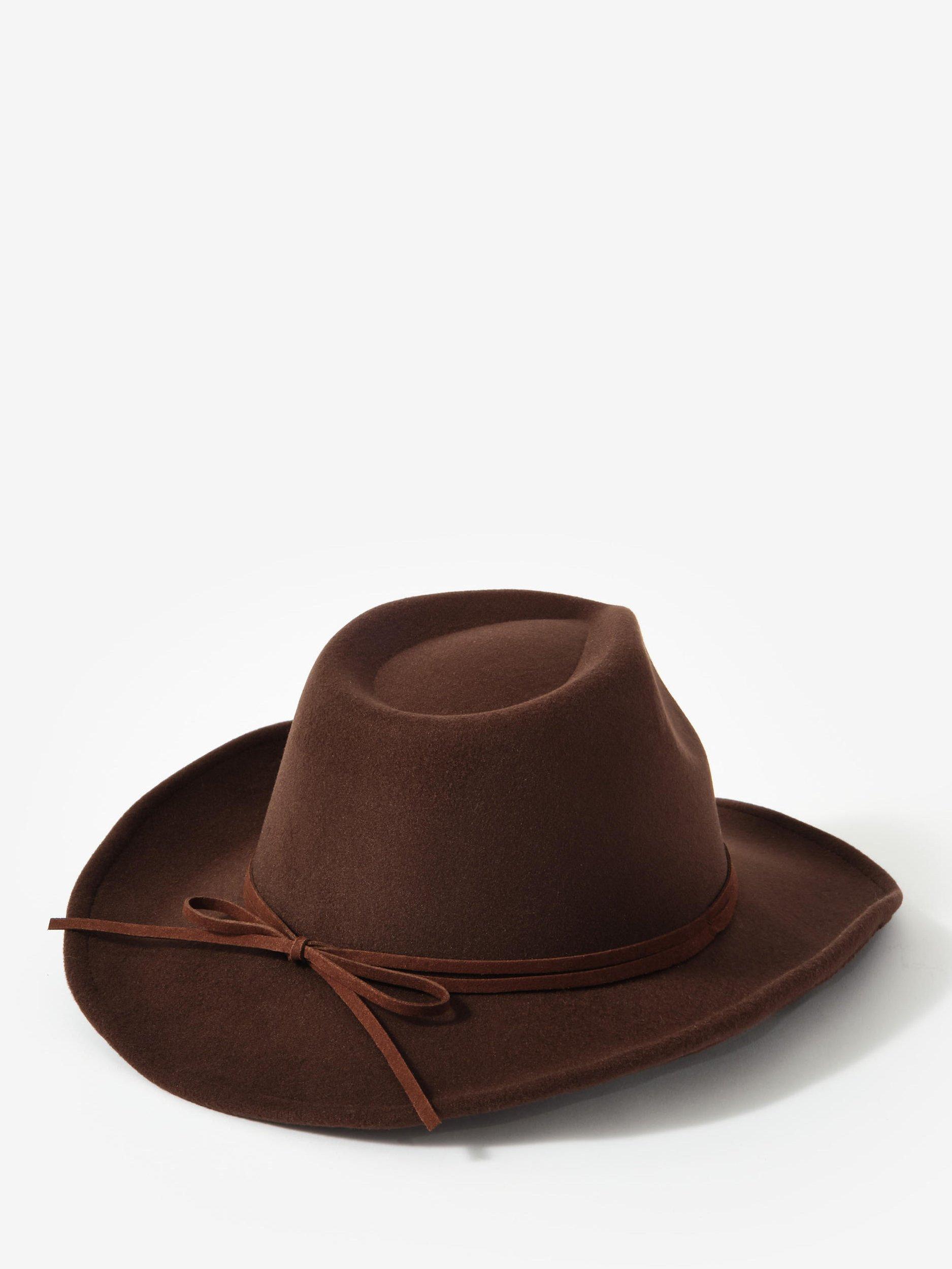 Product image 3 of 4, which shows Mint Velvet Cowboy Fedora Hat, Brown, One Size
