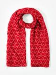Mint Velvet Heart Print Rectangular Scarf, Red