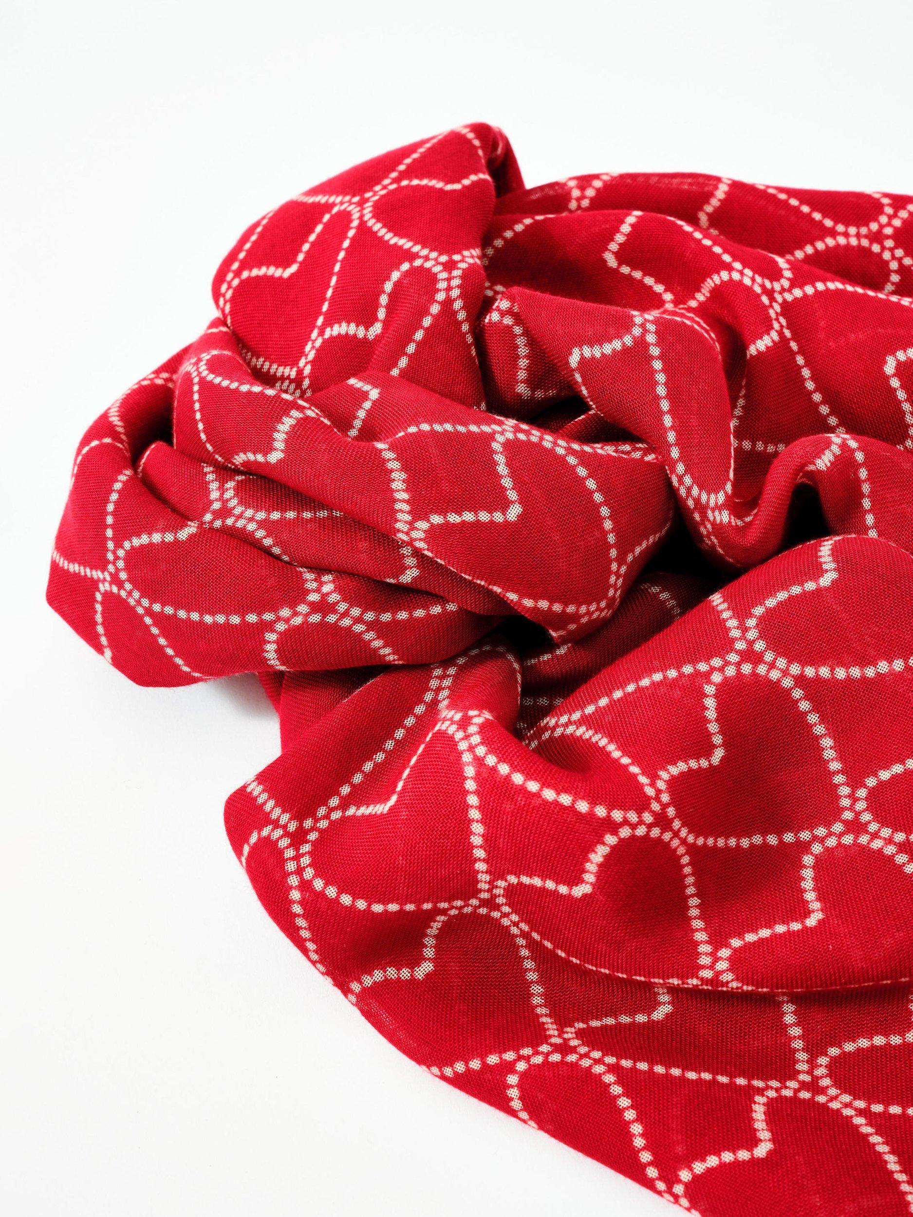 Product image 3 of 3, which shows Mint Velvet Heart Print Rectangular Scarf, Red, One Size