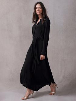 Mint Velvet Tie Front Maxi Dress, Black - view 2, Black