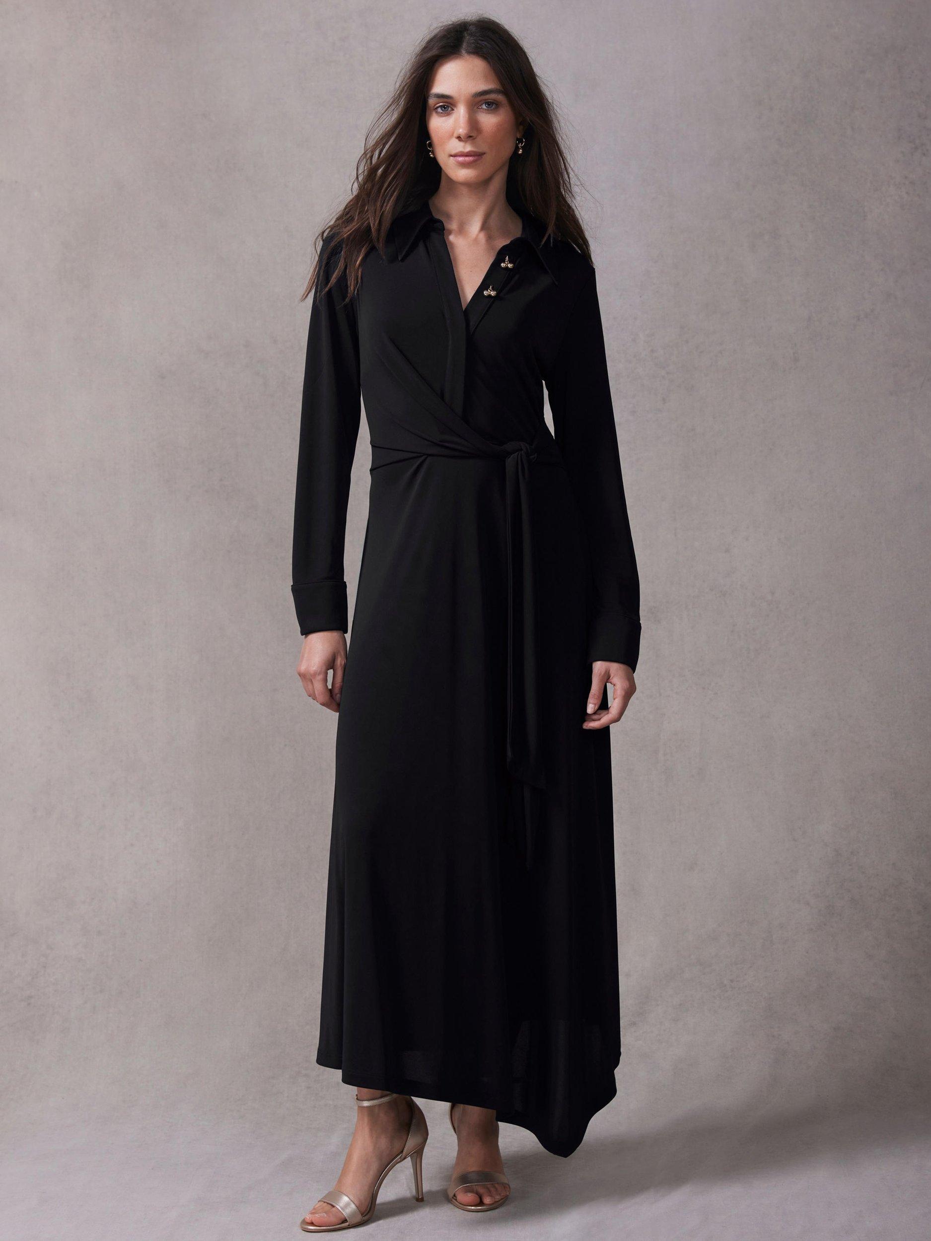 Product image 6 of 8, which shows Mint Velvet Tie Front Maxi Dress, Black, 6