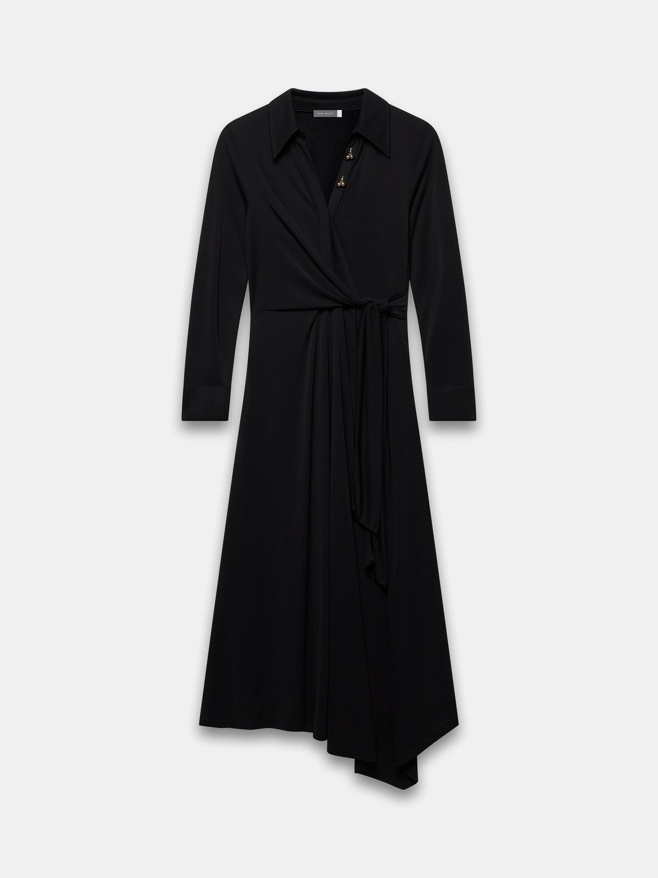 Product image 7 of 8, which shows Mint Velvet Tie Front Maxi Dress, Black, 6