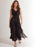 Mint Velvet Rose Print Sleeveless Midi Dress, Red Burgundy