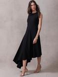 Mint Velvet Asymmetric Midi Dress, Black