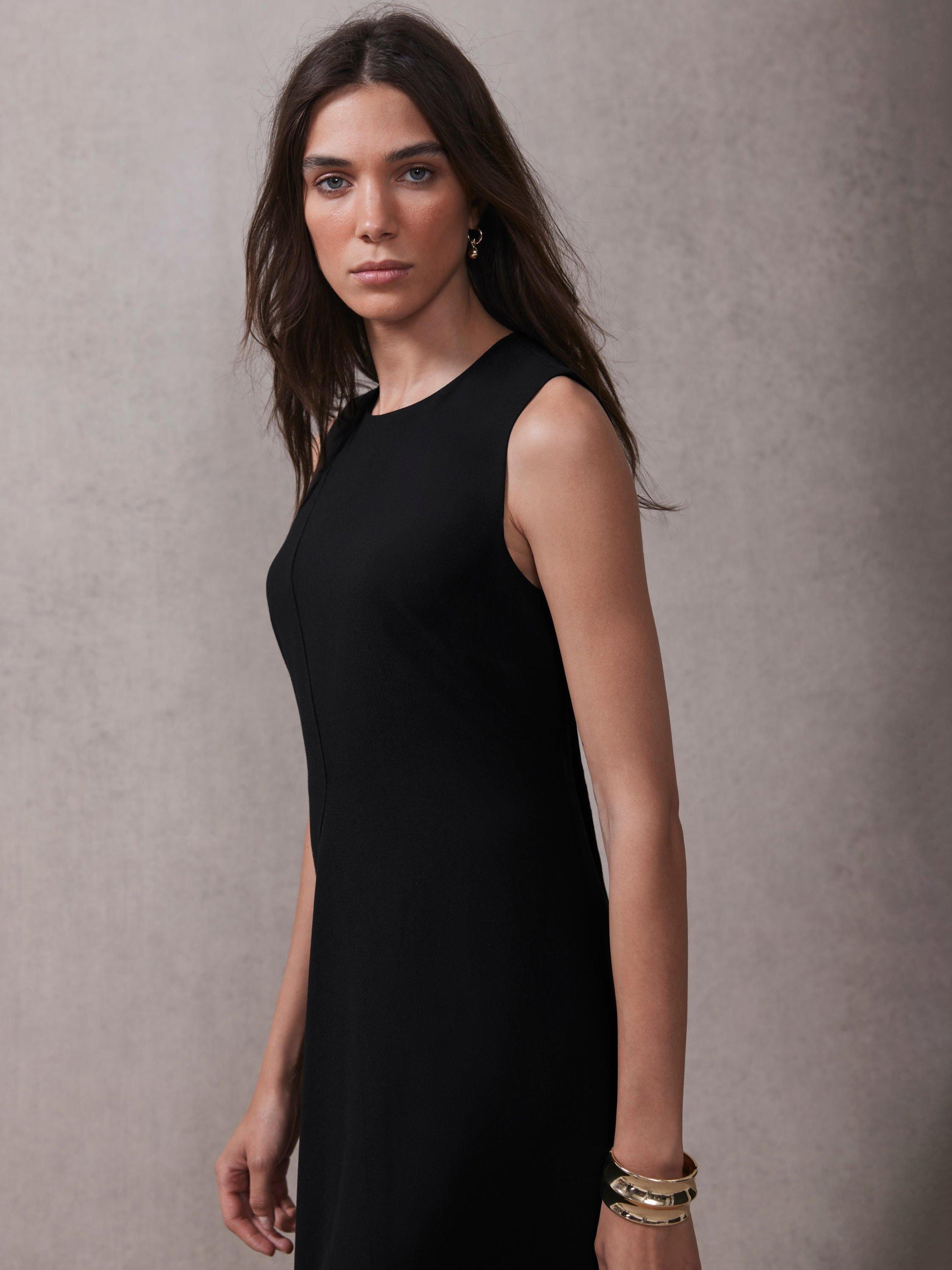 Product image 5 of 7, which shows Mint Velvet Asymmetric Midi Dress, Black, 6