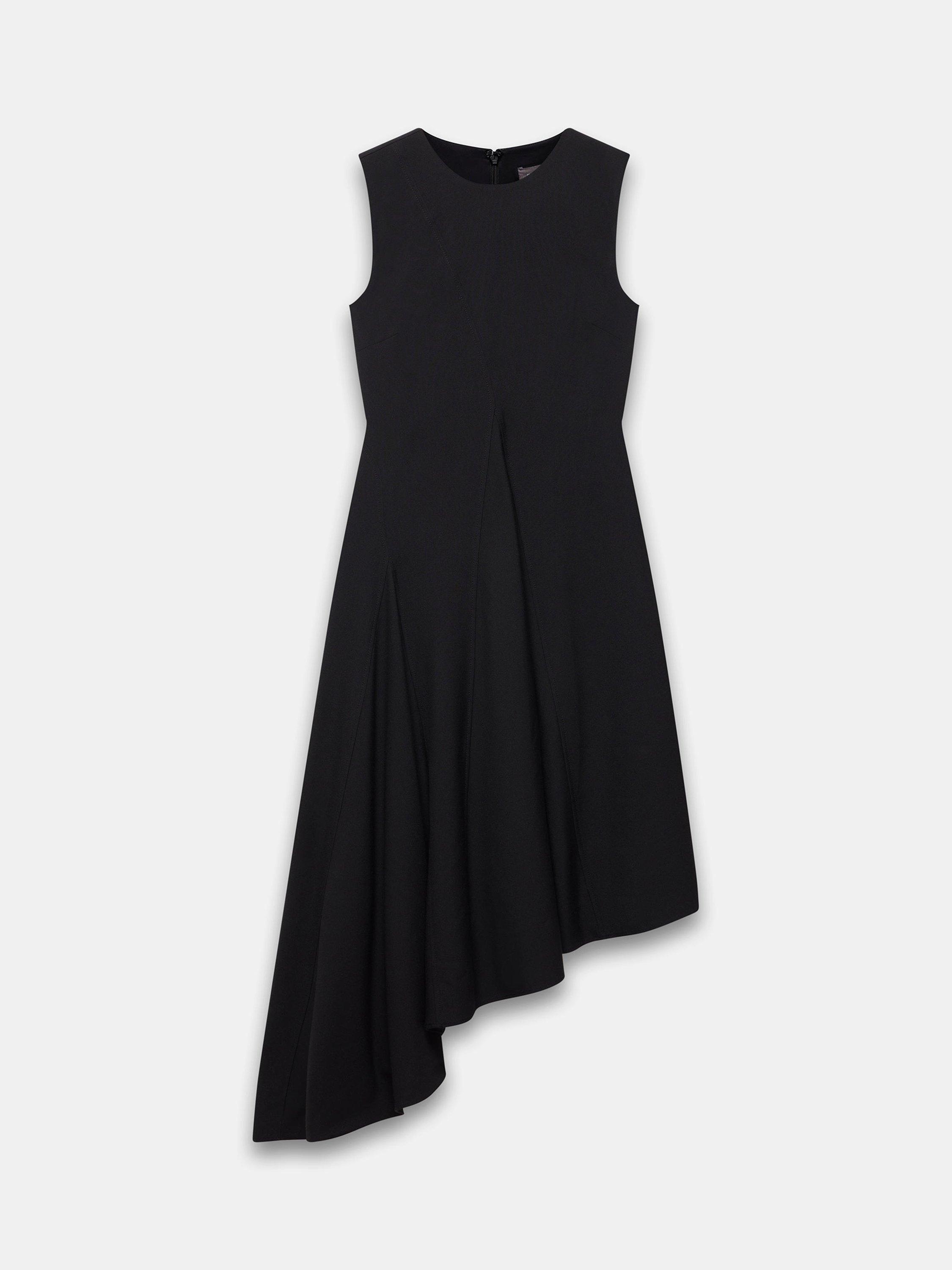 Product image 6 of 7, which shows Mint Velvet Asymmetric Midi Dress, Black, 6