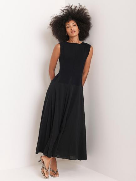 Mint Velvet Split Seam Sleeveless Maxi Dress, Navy Blue, Navy Blue
