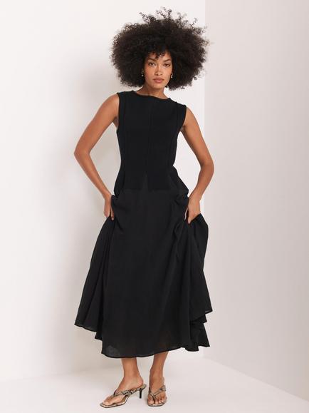 Mint Velvet Split Seam Sleeveless Maxi Dress, Navy Blue - view 2, Navy Blue