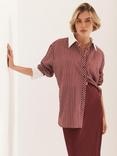 Mint Velvet Stripe Long Sleeve Shirt, Red Burgundy