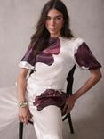 Mint Velvet Graphic Flower Print Top, Red Burgundy