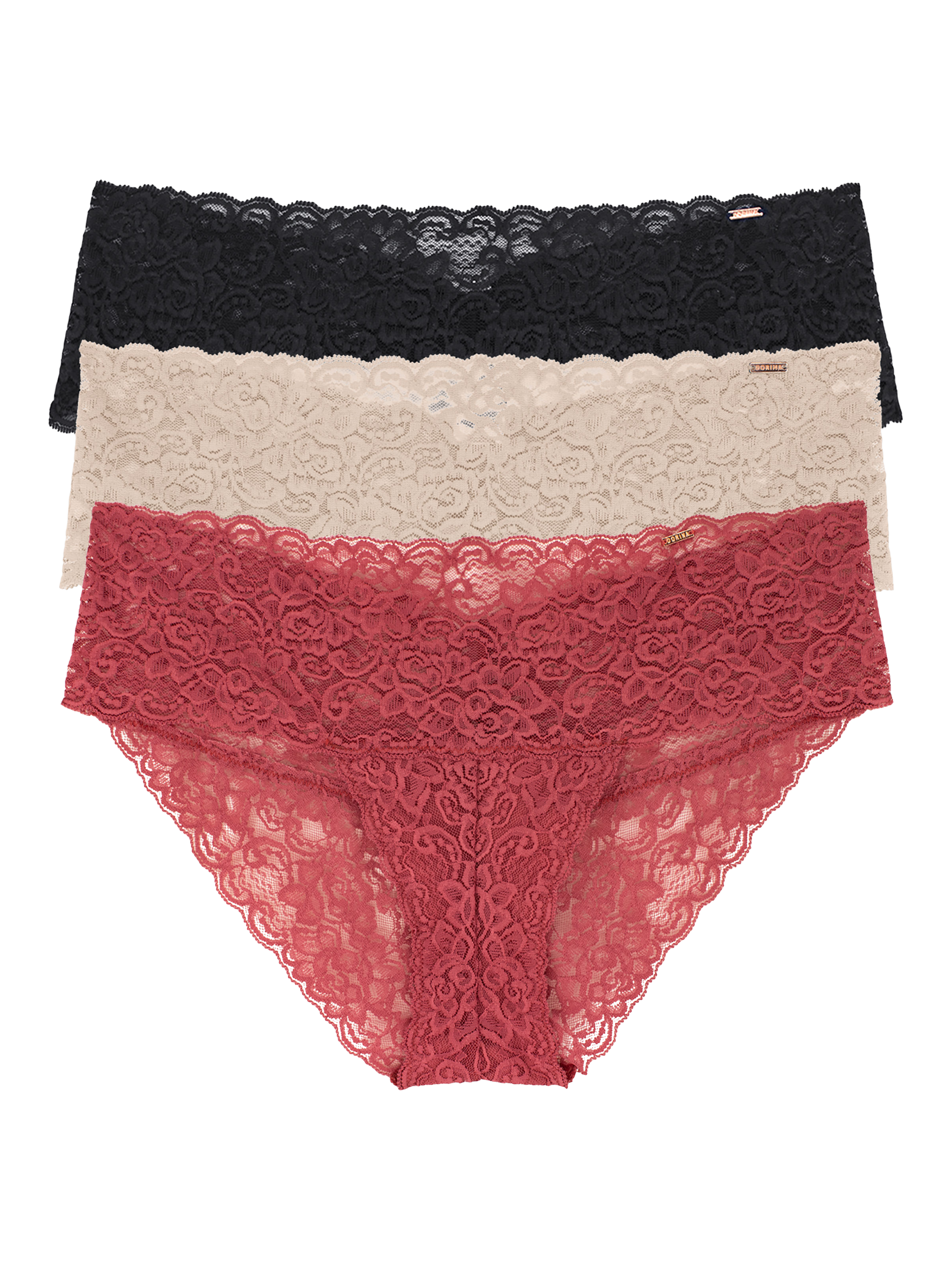 Product image 4 of 6, which shows Dorina Lana Knickers, Pack of 3, Coral/Neutral/Black, XXXL