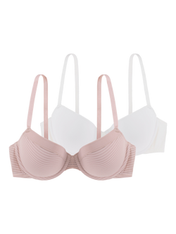 Dorina Louise Two-Pack Light Padded Demi Bra, Pink/Ivory
