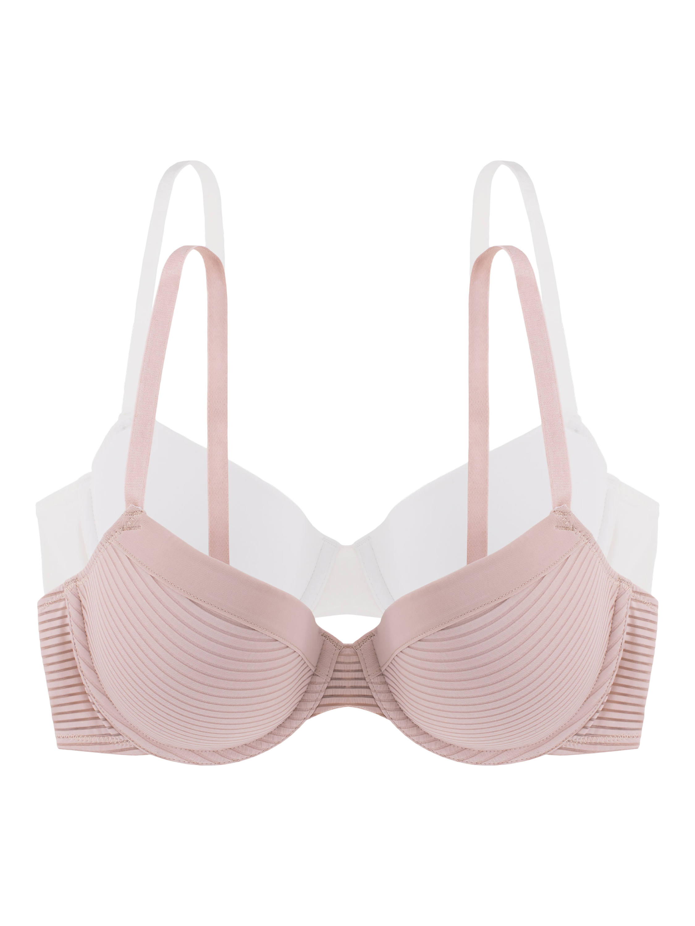 Product image 4 of 6, which shows Dorina Louise Two-Pack Light Padded Demi Bra, Pink/Ivory, 38D