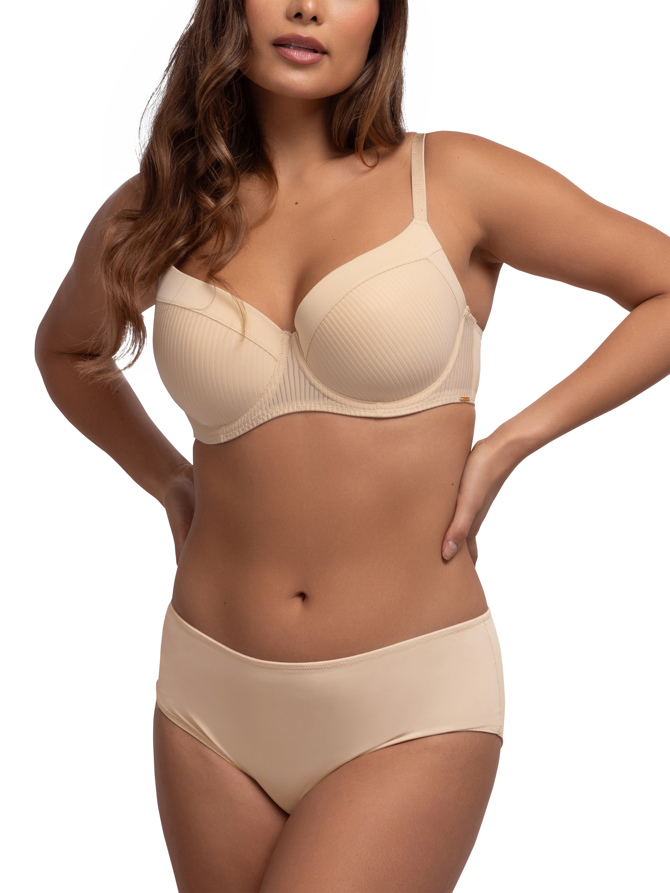 Product image 3 of 5, which shows Dorina Carmen Lightly Padded Demi Bra, Beige, 42DD
