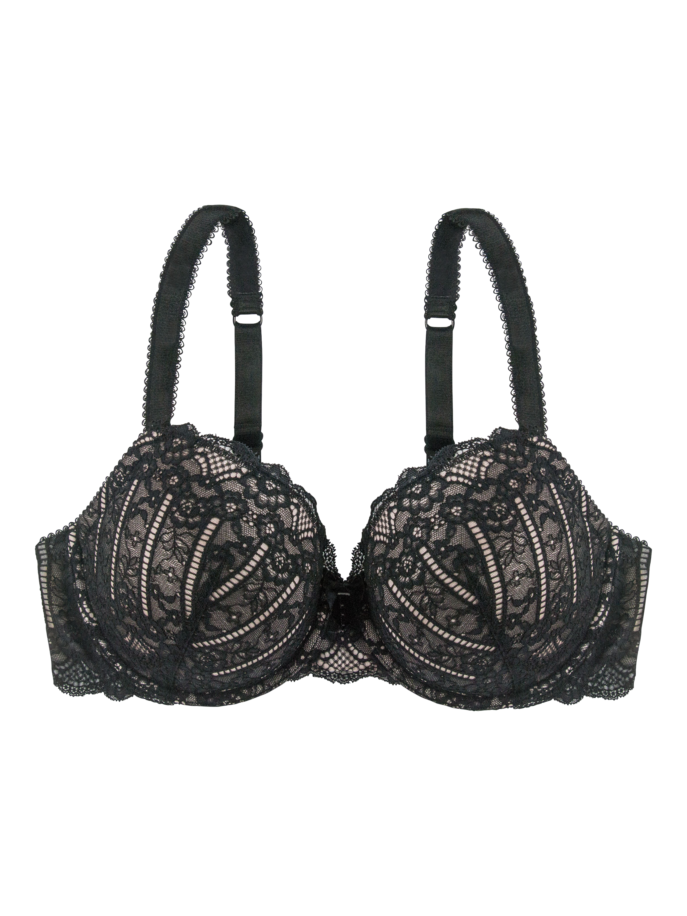 Product image 4 of 6, which shows Dorina Celine Lightly Padded Demi Bra, Black, 32D