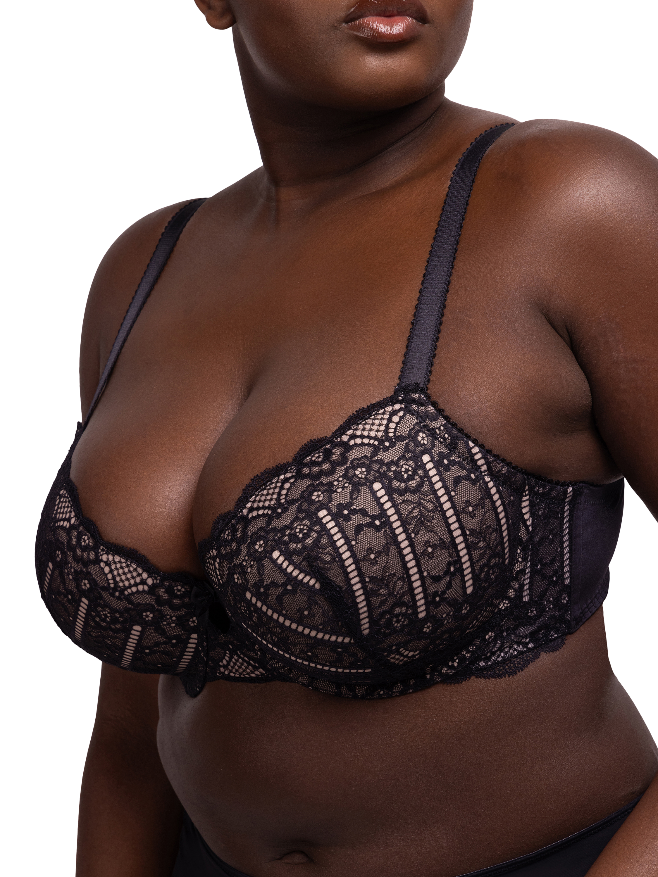 Product image 6 of 6, which shows Dorina Celine Lightly Padded Demi Bra, Black, 32D