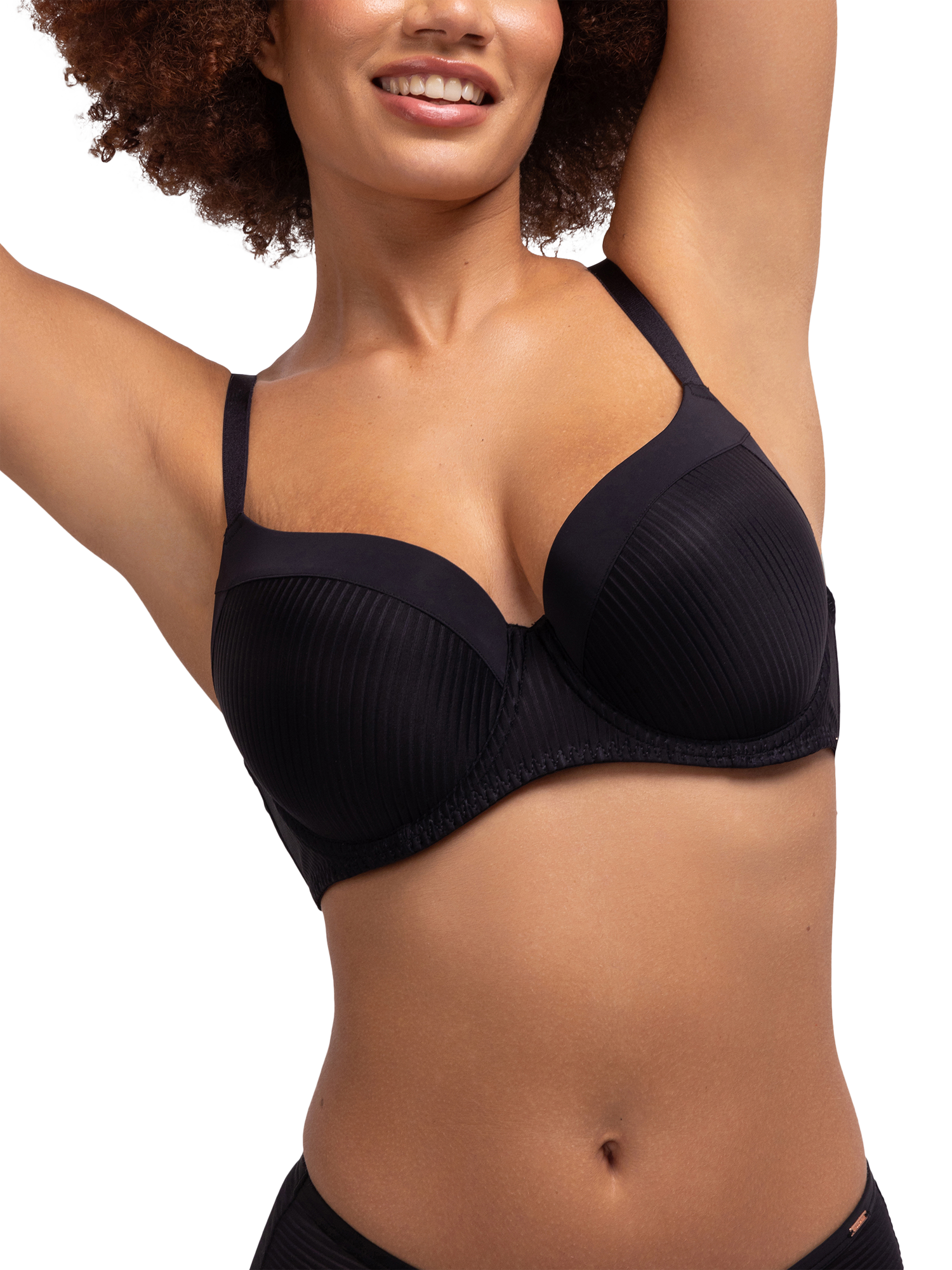 Product image 3 of 6, which shows Dorina Carmen Lightly Padded Demi Bra, Black, 36DD