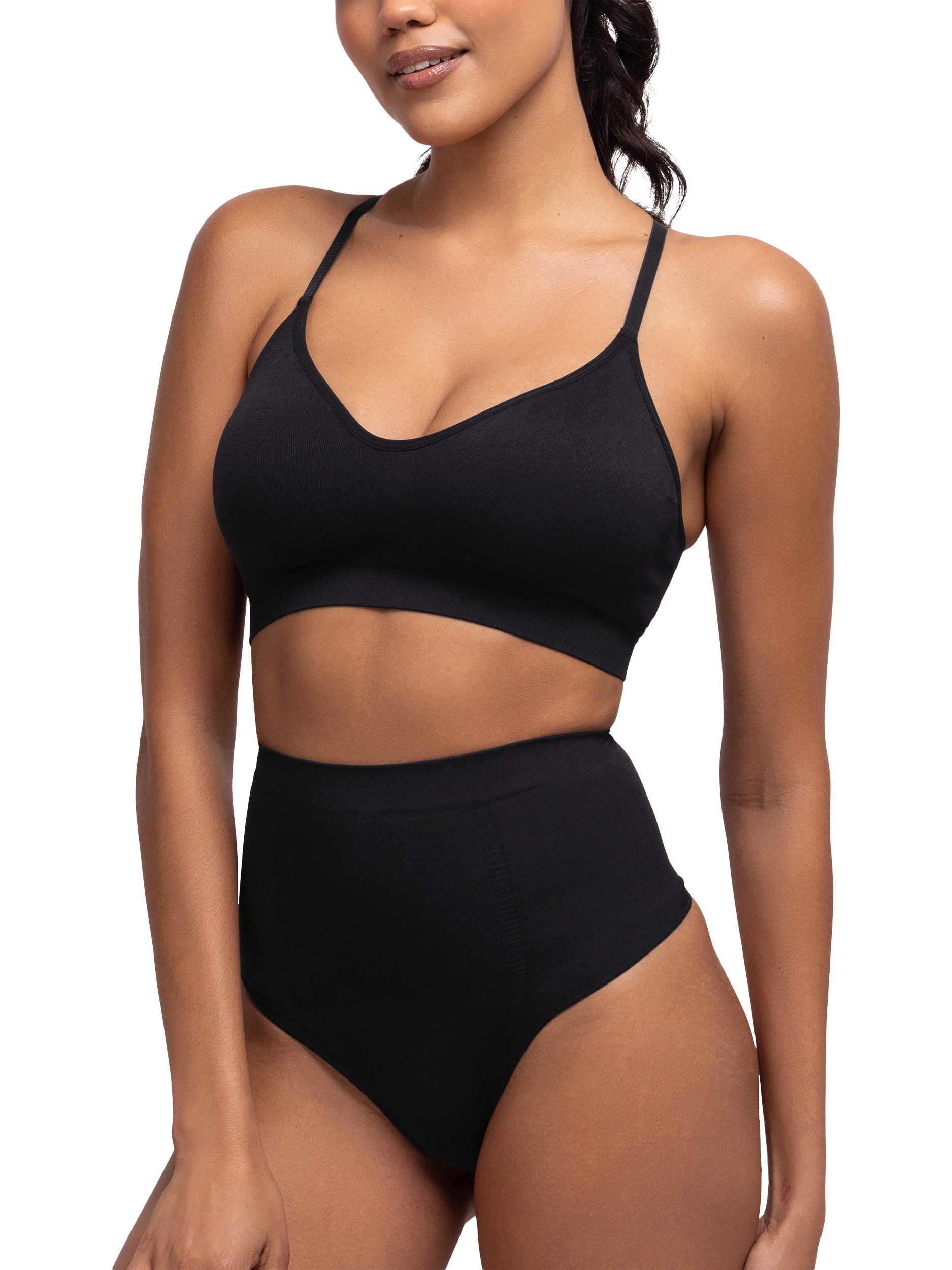 Product image 5 of 6, which shows Dorina Absolute Sculpt Mid-Waist Thong, Black, XS