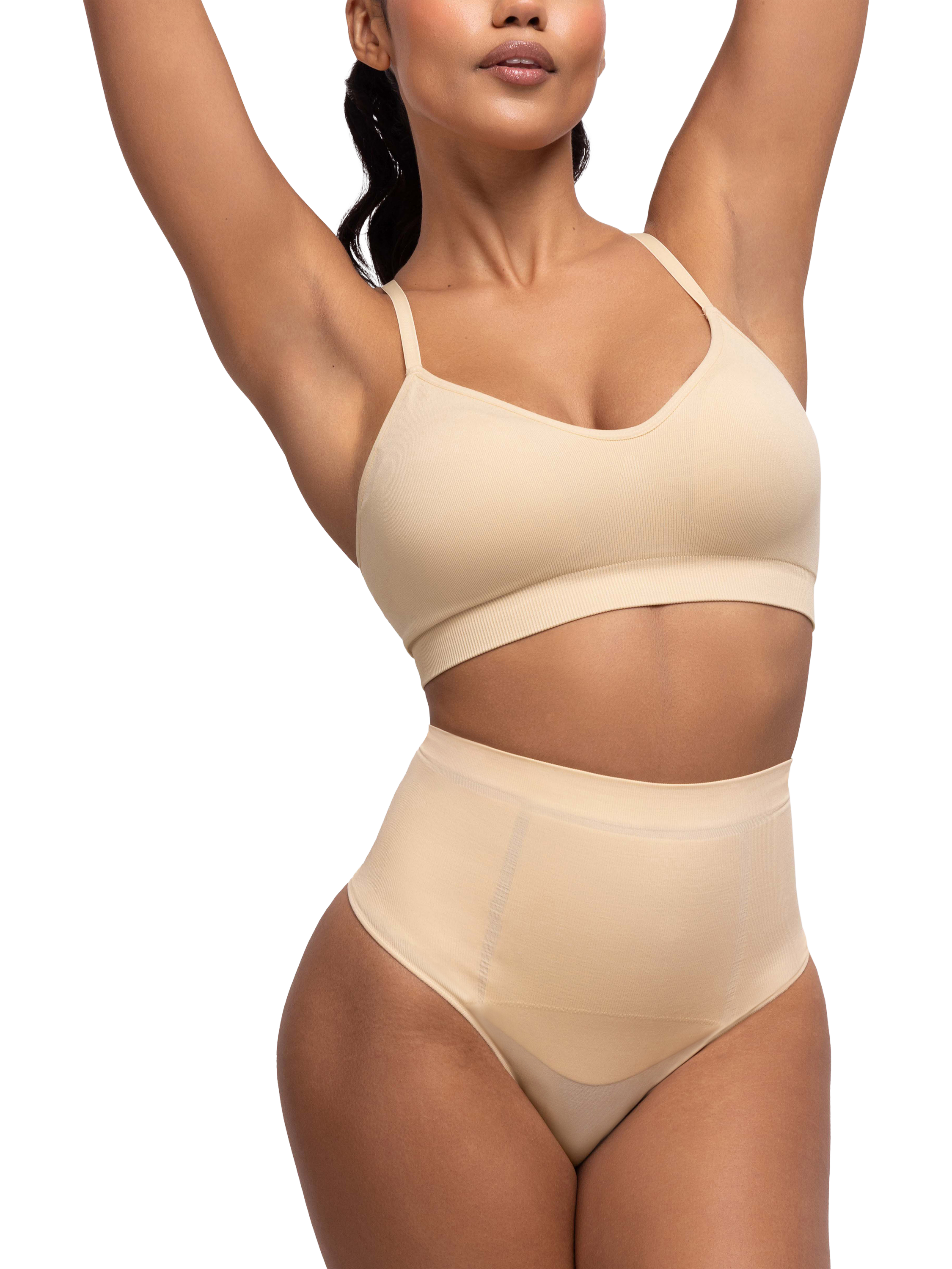 Product image 3 of 6, which shows Dorina Absolute Sculpt Mid-Waist Thong, Beige, XS