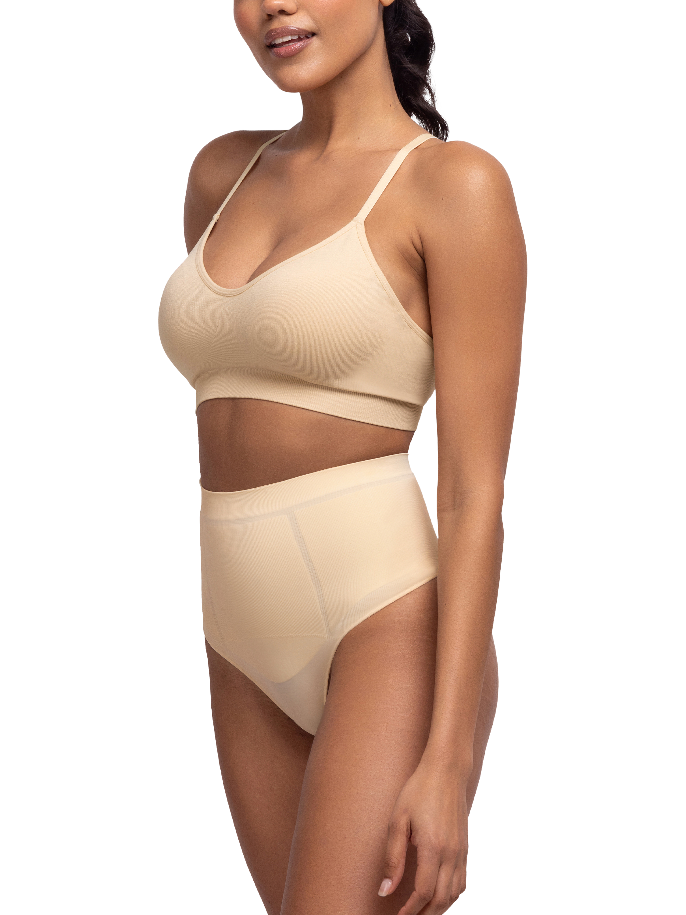 Product image 5 of 6, which shows Dorina Absolute Sculpt Mid-Waist Thong, Beige, XS
