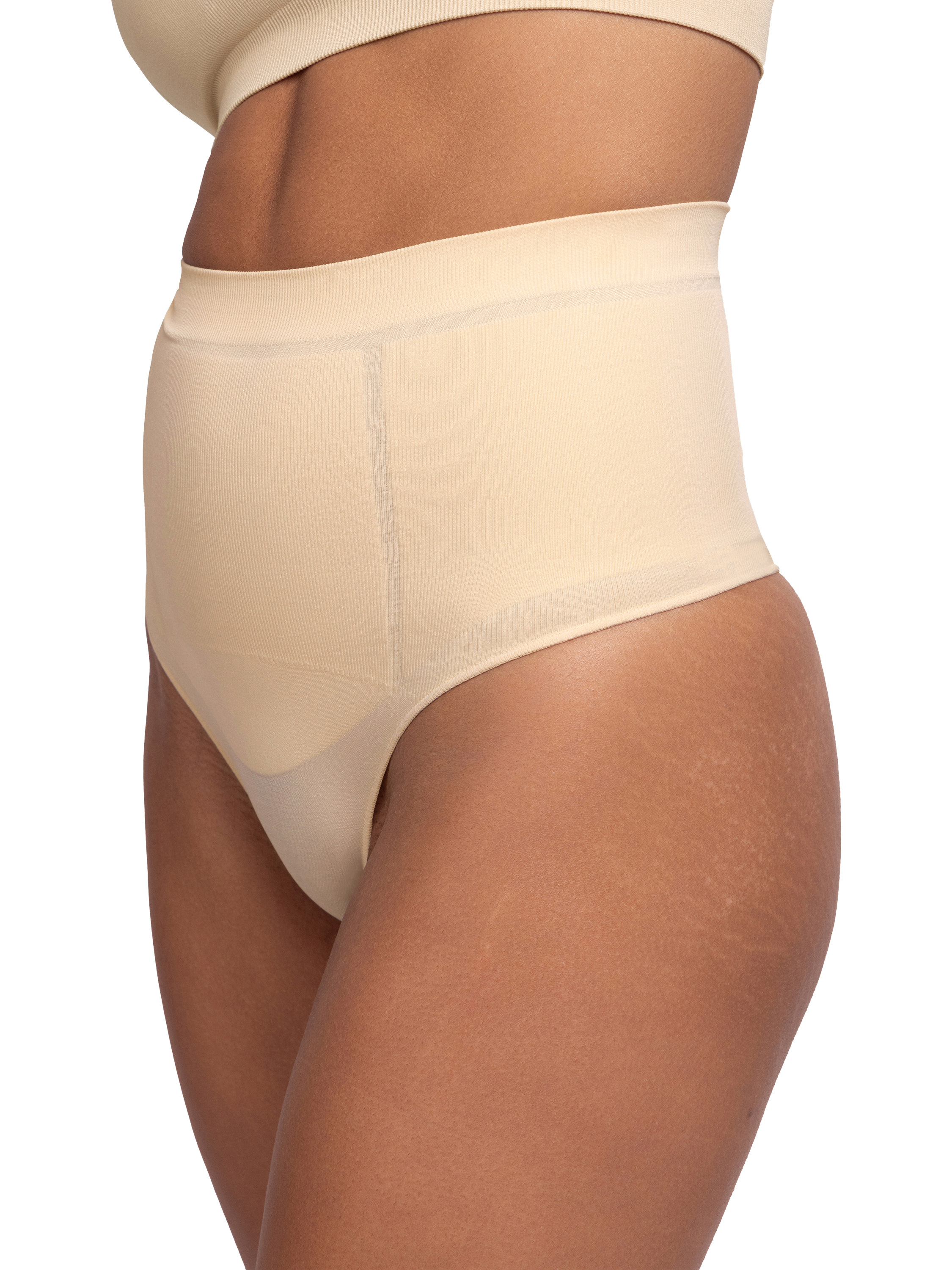 Product image 6 of 6, which shows Dorina Absolute Sculpt Mid-Waist Thong, Beige, XS