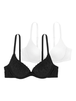 Dorina Sonia Push-Up Bra, Pack of 2, Black/White, Black/White