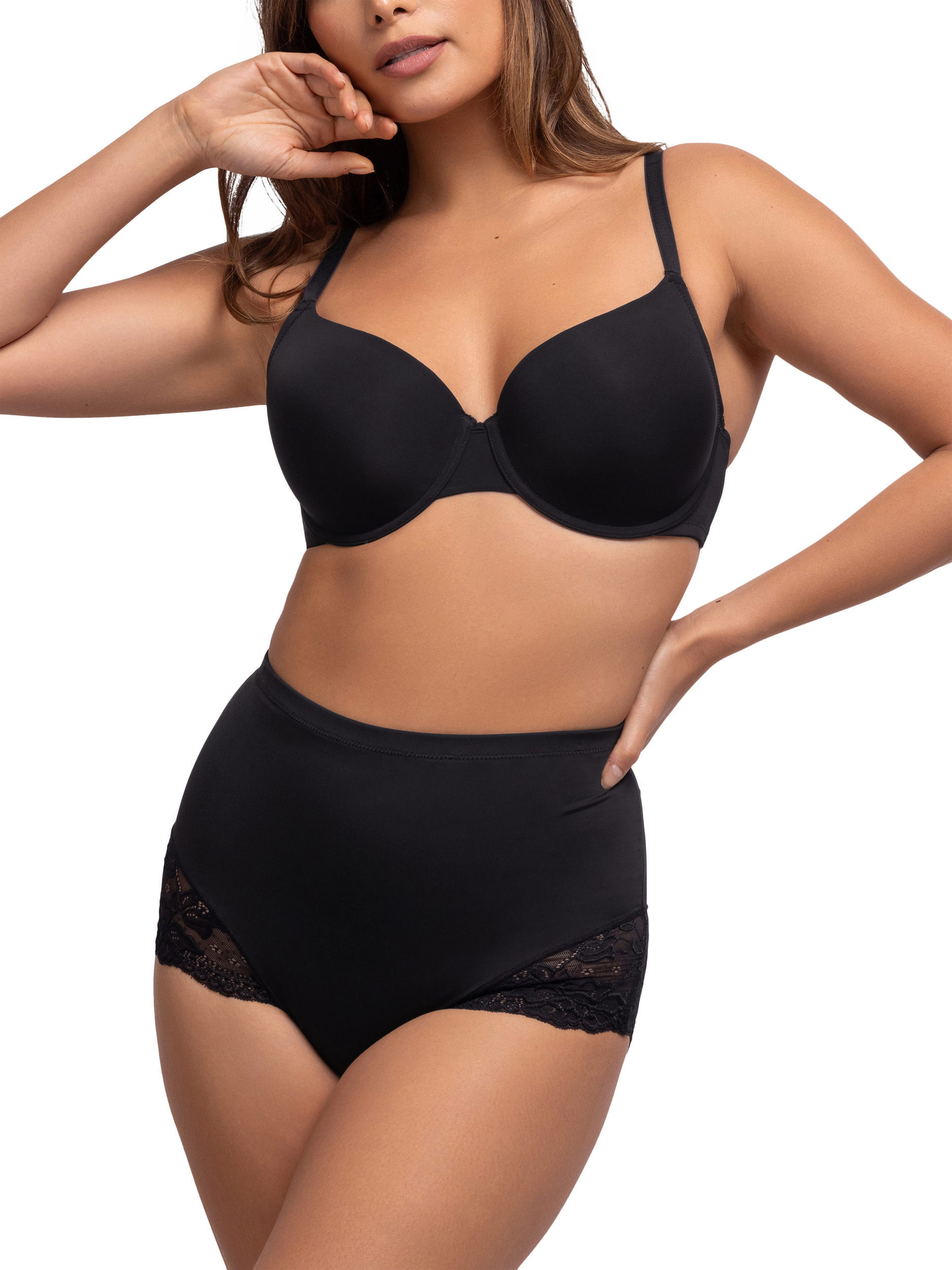 Product image 1 of 6, which shows Dorina Brigitte Mid-Waist Shaping Knickers, Black, XXL