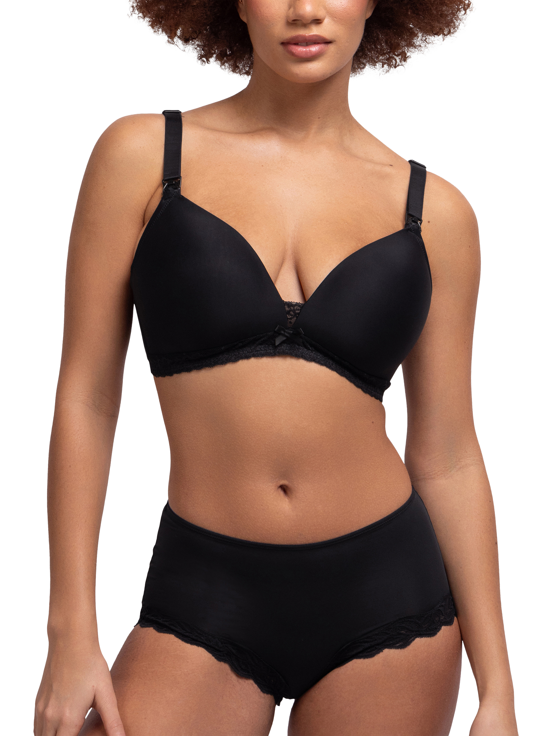 Product image 3 of 6, which shows Dorina May Lightly Padded Nursing Bra, Black, 36D