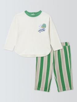 John Lewis Baby Taking it Slow Long Sleeve Top and Trousers Set, Green, Green