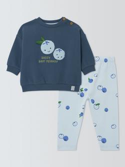 John Lewis Baby Blueberry Sweater & Leggings Set, Blue, Blue