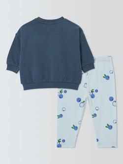 John Lewis Baby Blueberry Sweater & Leggings Set, Blue - view 2, Blue