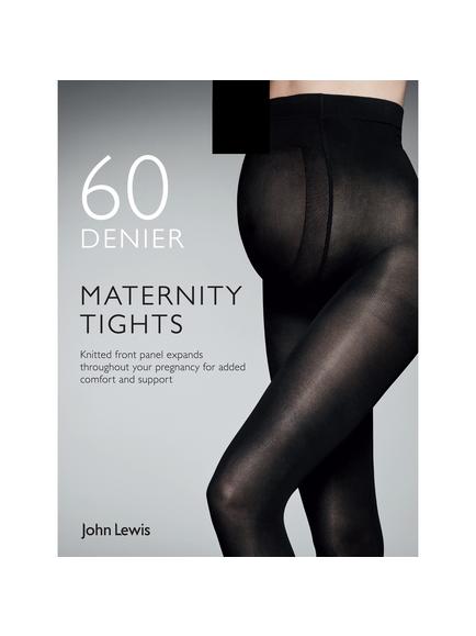 John Lewis 60 Denier Opaque Maternity Tights, Black, Black