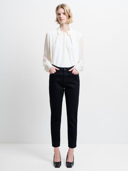 French Connection Cotton Denim Ankle Crop Cigarette Jeans, Black