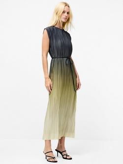 French Connection Xena Sleeveless Round Neck Midi Dress, Khaki/Multi