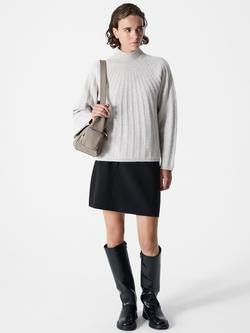 French Connection Kezia Long Sleeve High Neck Jumper - view 2, Pebble Neutral