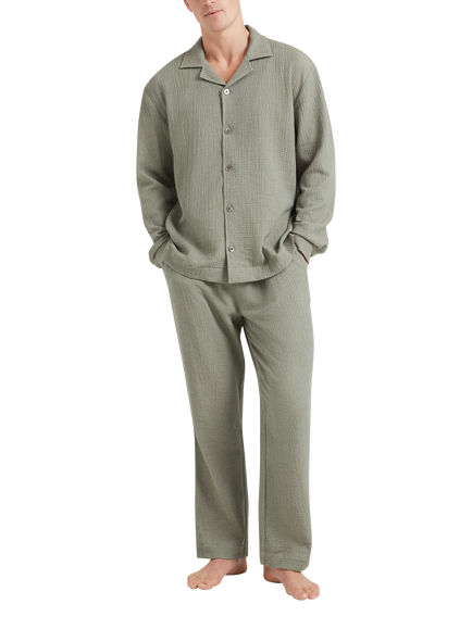 CHÉ Studios Cotton Cashmere Pyjama Top, Green Mid