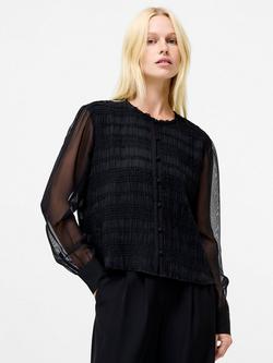 French Connection Textured Canary Pleated Shirt, Black, Black