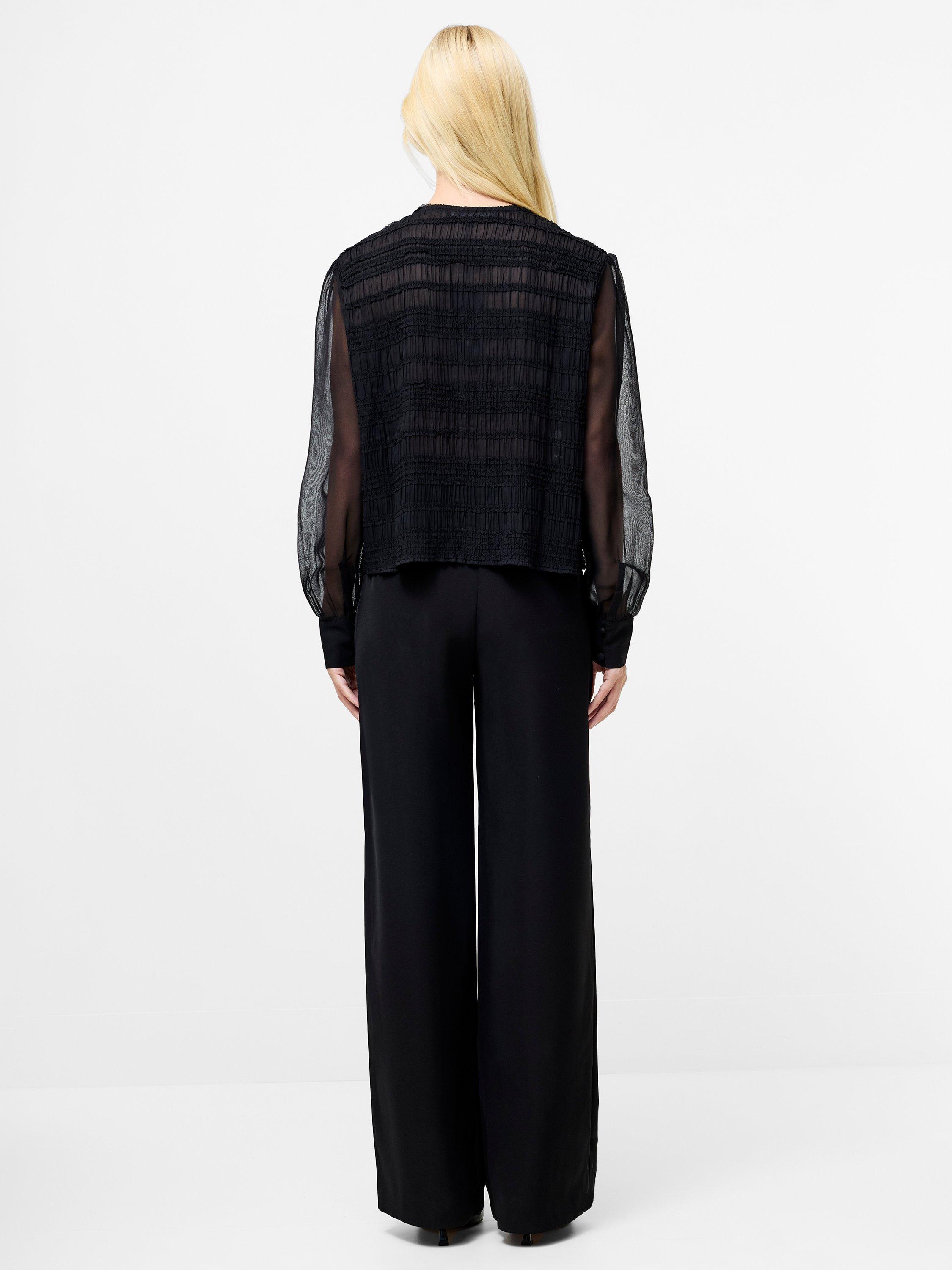 Product image 4 of 5, which shows French Connection Textured Canary Pleated Shirt, Black, 8